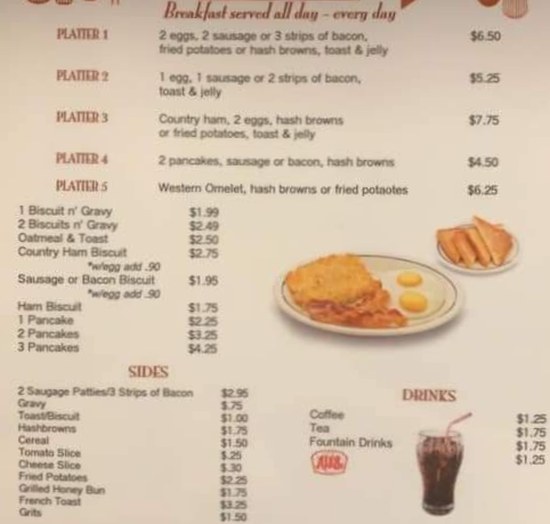 Page 1 of menu, Tammy's Diner Frankfort, KY